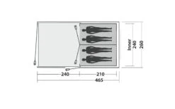 Easy Camp Galaxy 400 Rustic Green Tunneltent - 4 Personen -Kampeer Verkoop 120391 galaxy 400 rustic green drawing floorplan3
