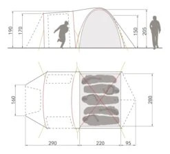 Vaude Campo Casa XT Koepeltent - 3/4 Persoons -Kampeer Verkoop 14229 g