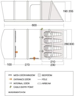 Vango Aether Air 450XL Opblaasbare Tent - 4 Persoons 9 Vango Aether Air 450XL Opblaasbare Tent - 4 Persoons -Kampeer Verkoop 1900 1514 aether air 450xl floorplan 01