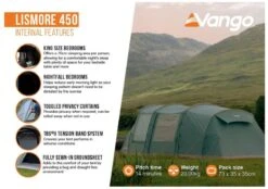 Vango Lismore 450 Tunneltent - 4 Persoons - Groen -Kampeer Verkoop 1900 1783 lismore 450 package 4