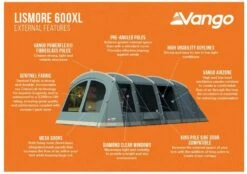 Vango Lismore 600XL Tunneltent - 5 Persoons - Groen -Kampeer Verkoop 1900 1783 lismore 600xl package 2