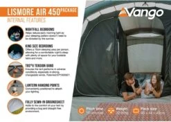 Vango Lismore Air 450 Opblaasbare Tunneltent - 4 Persoons - Groen -Kampeer Verkoop 1900 1783 lismore air 450 package 4