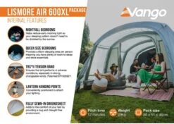 Vango Lismore Air 600XL Opblaasbare Tunneltent - 5 Persoons - Groen -Kampeer Verkoop 1900 1783 lismore air 600xl package 4
