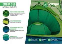 Vango Omega 350 Tunneltent - 3 Persoons - Groen -Kampeer Verkoop 1900 1783 omega 350 6
