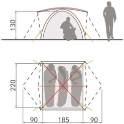 Vaude Campo Grande Koepeltent - 3-4 Persoons - Groen -Kampeer Verkoop 1900 1883 14225 g 5