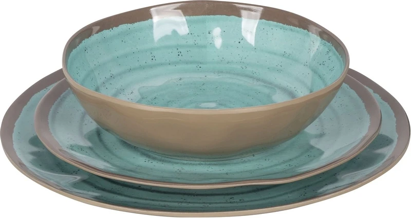 Bo-Camp Halo Melamine Serviesset - 12-delig - Aqua 3 Bo-Camp Halo Melamine Serviesset - 12-delig - Aqua - Afbeelding 3