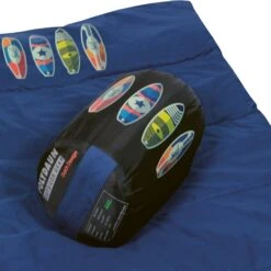 Polydaun Beach House Junior Kinderslaapzak - Surfbord -Kampeer Verkoop beach house surf detail